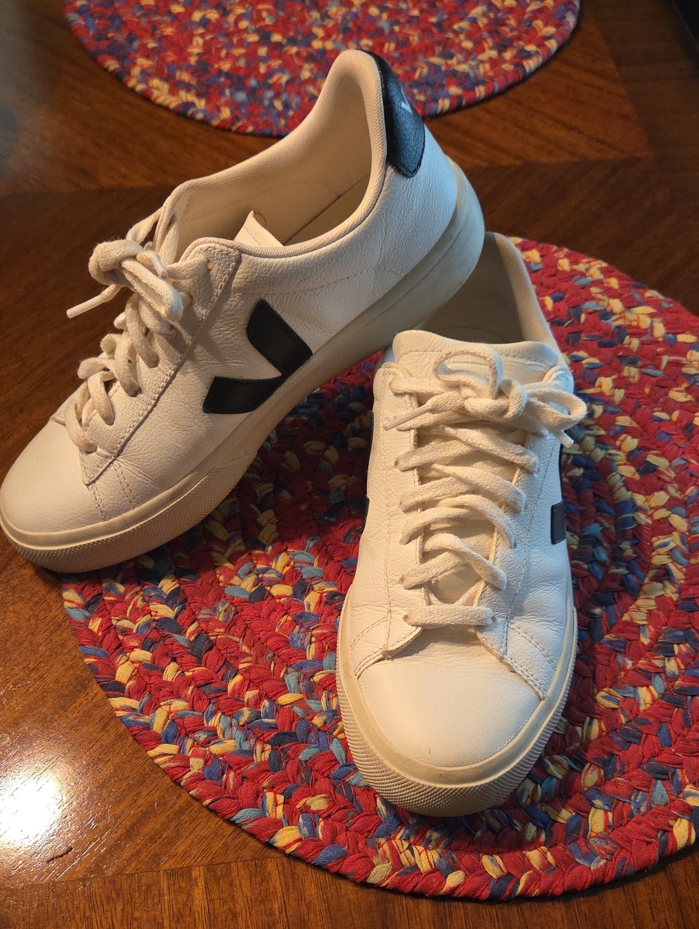 Veja White Leather Low-Top Sneakers with Black Accents